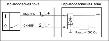 Датчик бесконтактный индуктивный взрывобезопасный стандарта "NAMUR" SNI 13-5-L-2-PKBx12 (металлорукав МРПИ НГ)