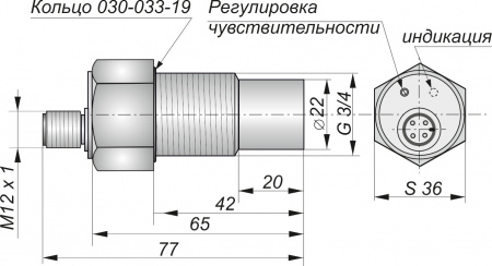 Датчик бесконтактный ёмкостный ЕУ46-NO-PNP-P-BT-G3/4(Текаформ)